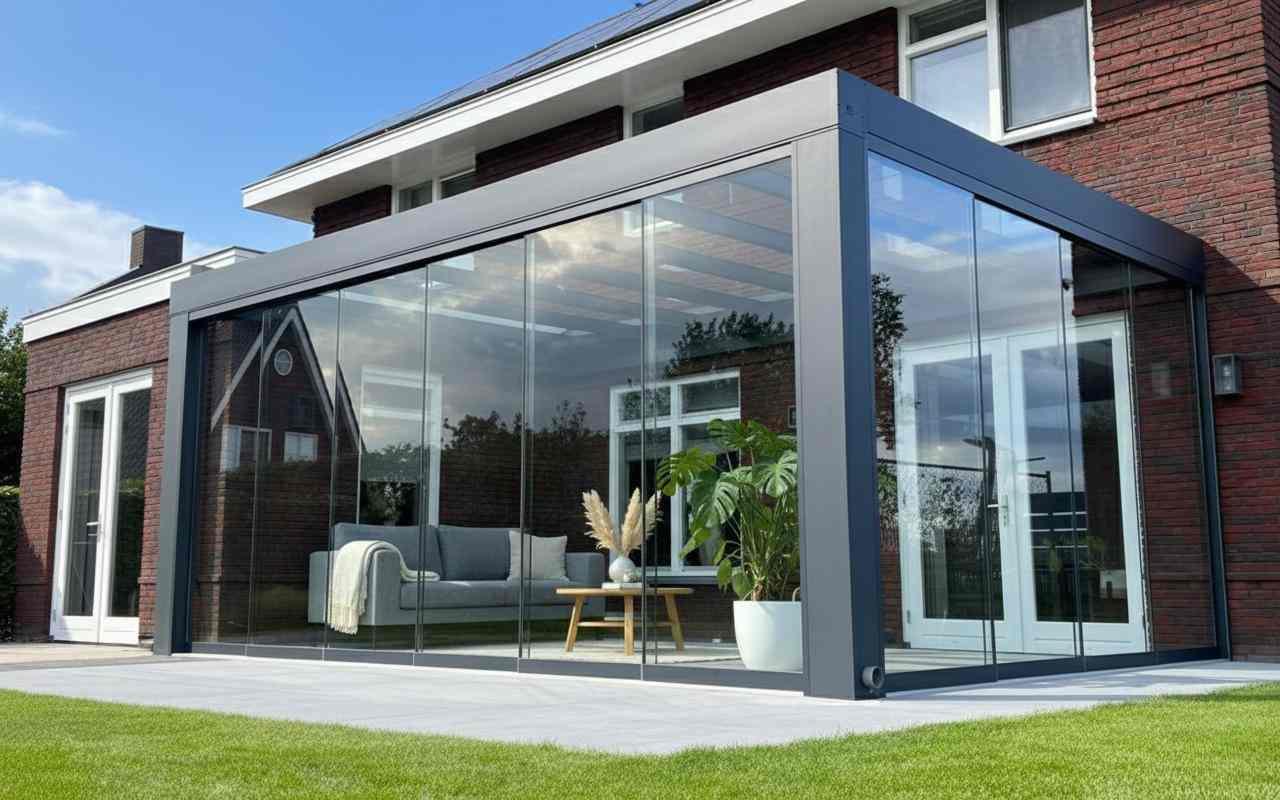 Shine Cubeline Cube veranda met strak vlak dak. Aluminium overkapping, tuinkamer, serre of terrasoverkapping op maat