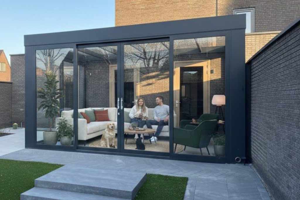 Cube veranda tuinkamer met vlak dak rechte dak cube overkapping