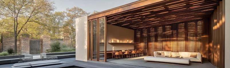 Modern bioclimatic pergola design with louvers shades