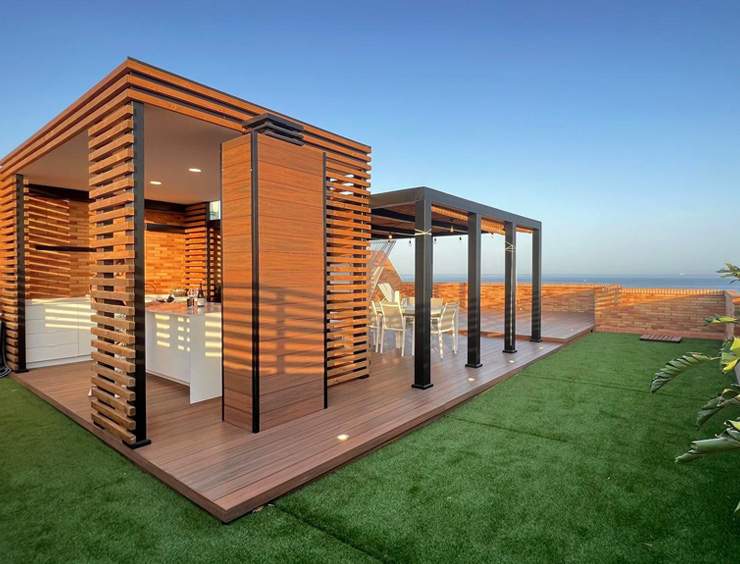 Modern wooden pergola